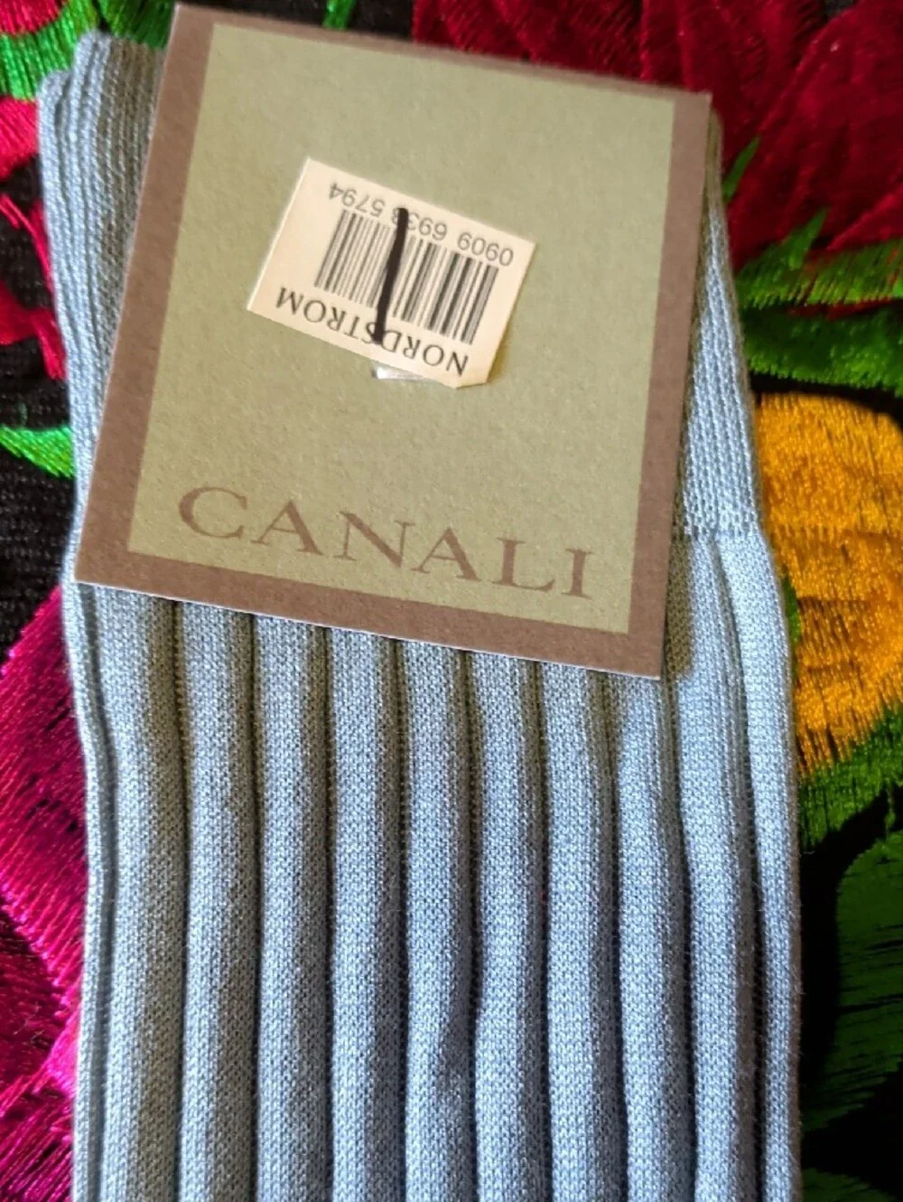 Canali Men's Light Blue Ribbed Dress Socks - Pair